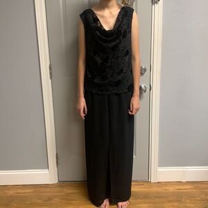 Vintage Betsy &‎ Adam by Jaslene Black Formal Semi Sheer Jumpsuit Skirt Large